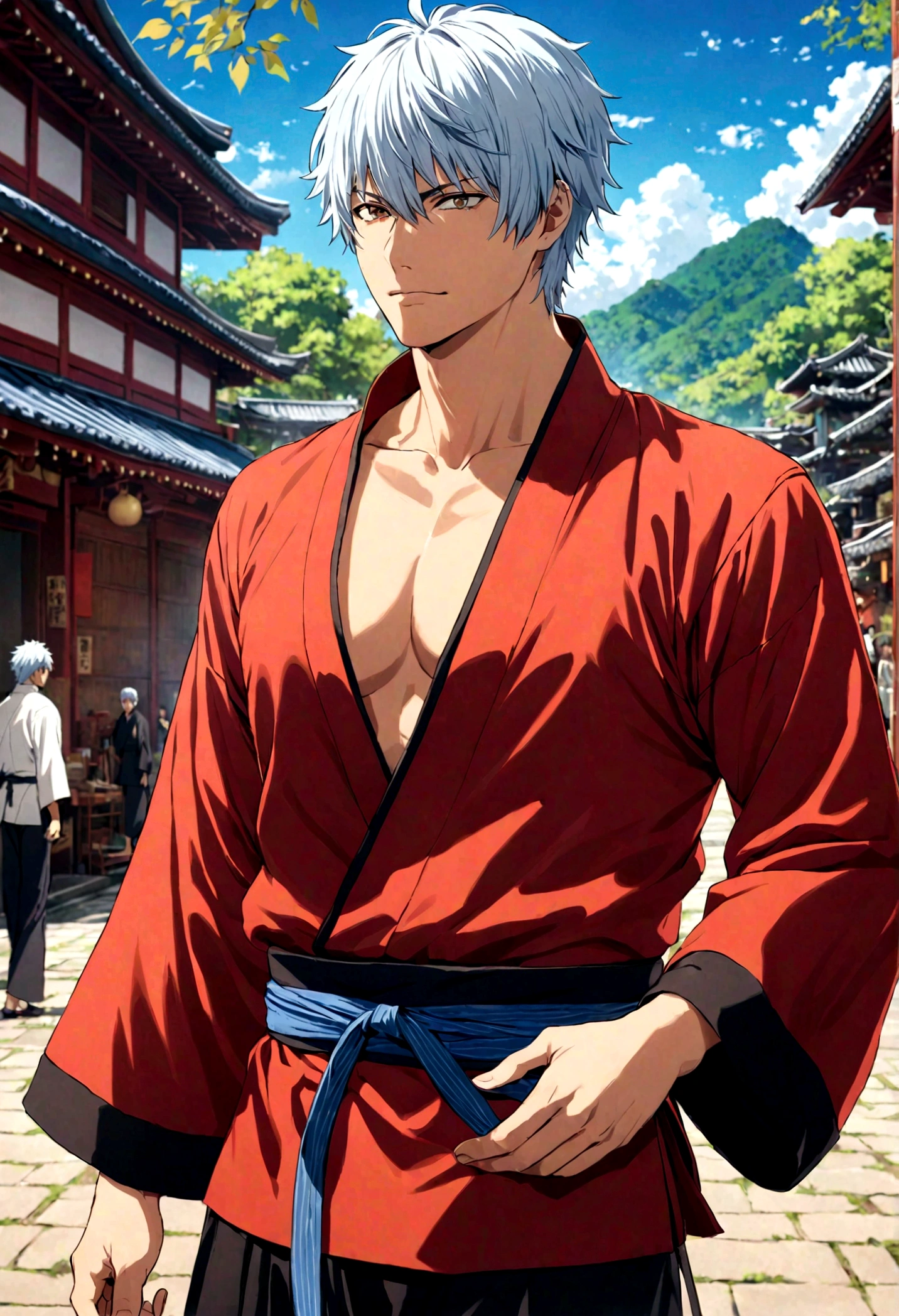 masterpiece, best quality, detailed, Gintama, Sakata Gintoki, outdoor,