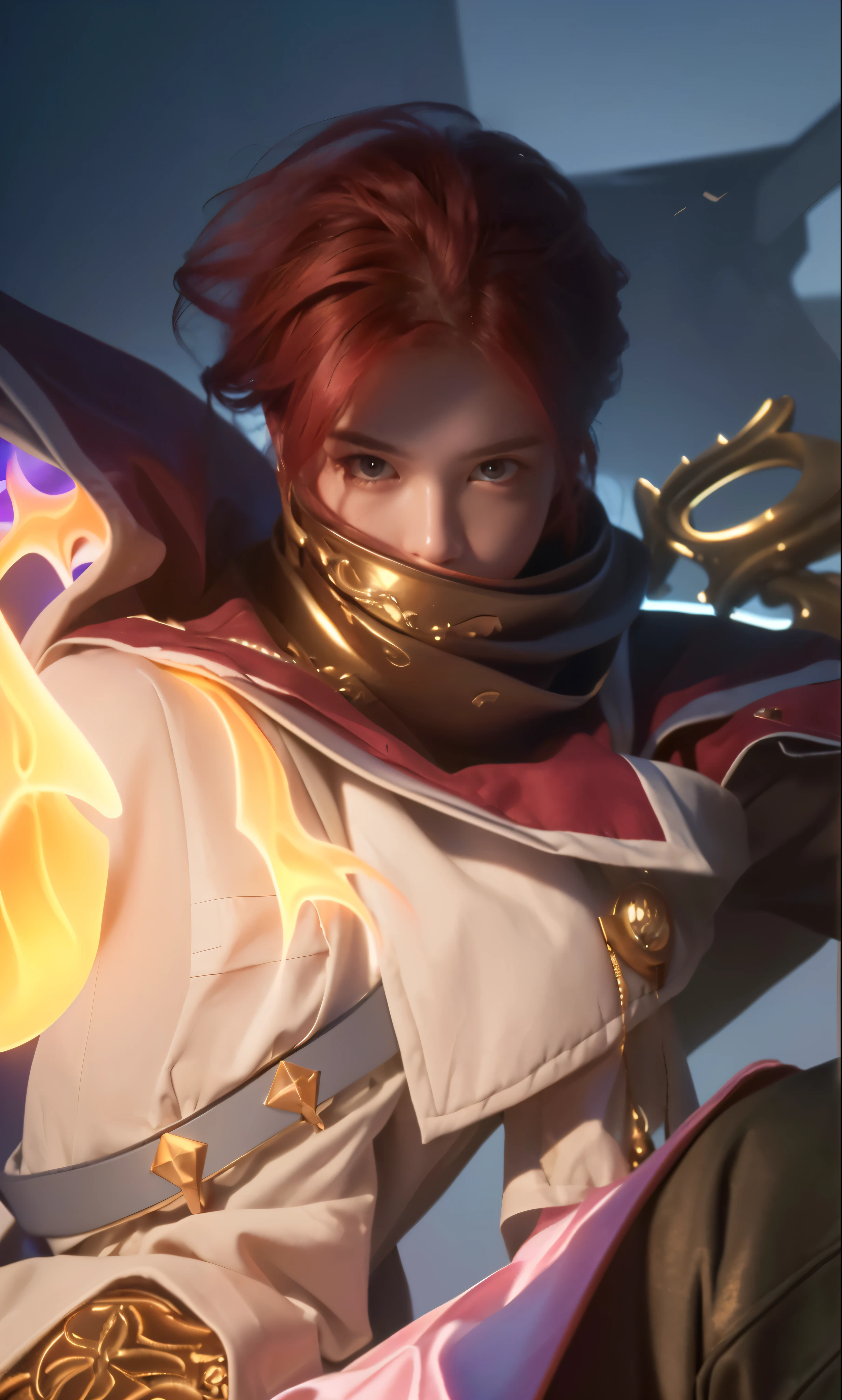 a close up portrait of a young boy with beautiful detailed red hair, beautiful detailed eyes, beautiful detailed nose, extremely detailed face, longeyelashes, (best quality,4k,8k,highres,masterpiece:1.2),ultra-detailed,(realistic,photorealistic,photo-realistic:1.37),HDR,UHD,studio lighting,ultra-fine painting,sharp focus,physically-based rendering,extreme detail description,professional,vivid colors,portrait,cinematic lighting,dramatic lighting,moody lighting