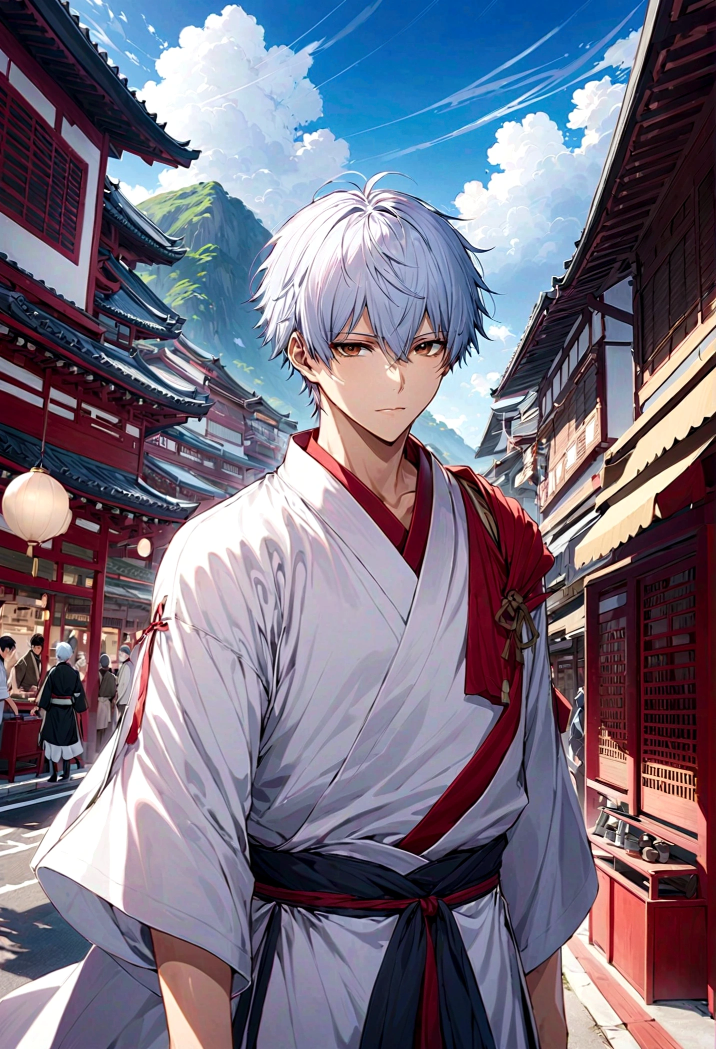 masterpiece, best quality, detailed, Gintama, Sakata Gintoki, outdoor, 