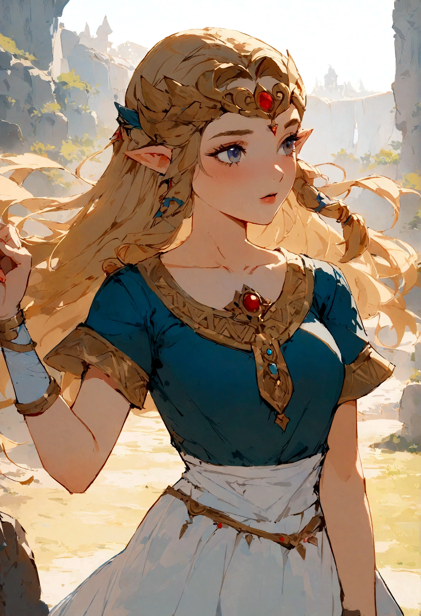 masterpiece, best_quality, 1girl, solo, princess zelda, nintendo, the legend of zelda, albw
