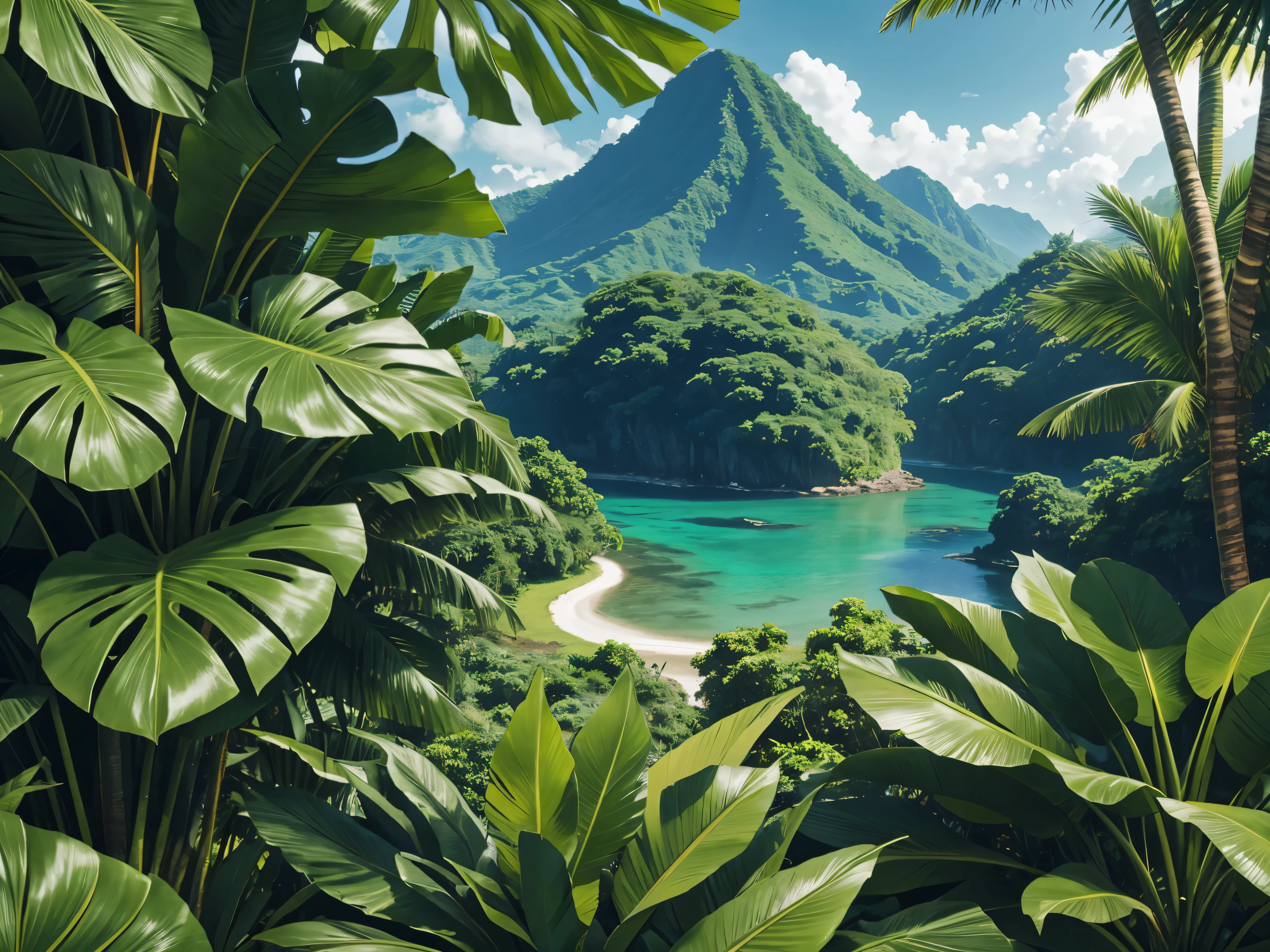 Tropical leaves wallpaper, Tropical Landscape Wallpaper