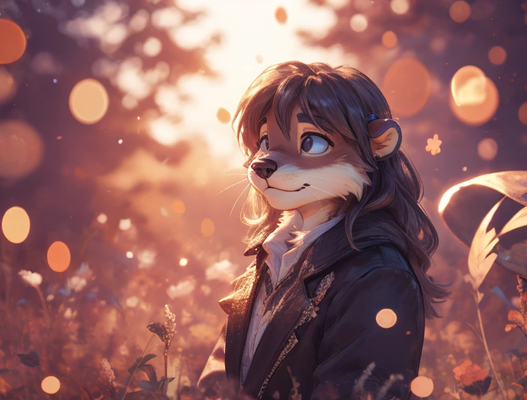 Hallucination, daydream , Bokeh , hairy fur female otter , good body shape , (Don't worry, I'm wearing them)