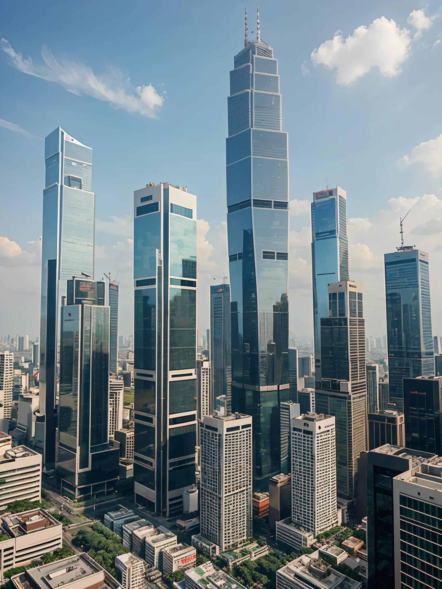 MahaNakhon Building, Bangkok, architecture, City background, daytime, Wide Angle