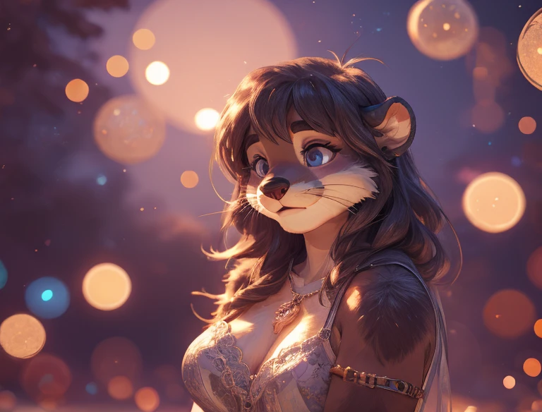 Hallucination, daydream , Bokeh , hairy fur female otter , good body shape , (Don't worry, I'm wearing) , one's back is itchy