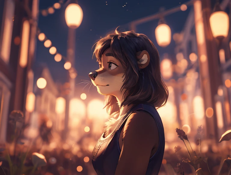 Hallucination, daydream , Bokeh , hairy fur female otter , good body shape , (Don't worry, I'm wearing) , one's back is itchy , Unhooking bra