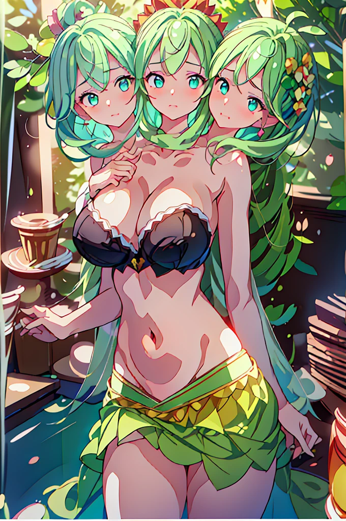 (masterpiece, best quality),best quality, (ultra-detailed), (3heads:1.5), 1girl, (kagiyama hina:1.3), masterpiece, best quality, ultra quality, ultra resolution, ultra detail, scarlet top, crop top, ((stomach)), midriff, ((groin)), red skirt, normal ears, shackles, mint green hair, very long hair, wavy hair, sidelocks, light green eyes, very detailed eyes, parted lips, open belly, sweat, cute, toned belly, hand on own chest, eyelashes, (24 year old woman:1.3), (masterpiece:1.5), (best quality:1.5), (beautiful detailed), extremely detailed CG, extremely delicate and beautiful, depth of field, (finely detailed face), (perfect details:1.2), (mature female:1.3), wide pelvis, slender, large veiny breast, 16k resolution, highres, very high quality, very high definition, extremely detailed, masterpiece, mint green hair, long hair, alluring presence, braid, short skirt, close up, big tits, young, front ponytail,
