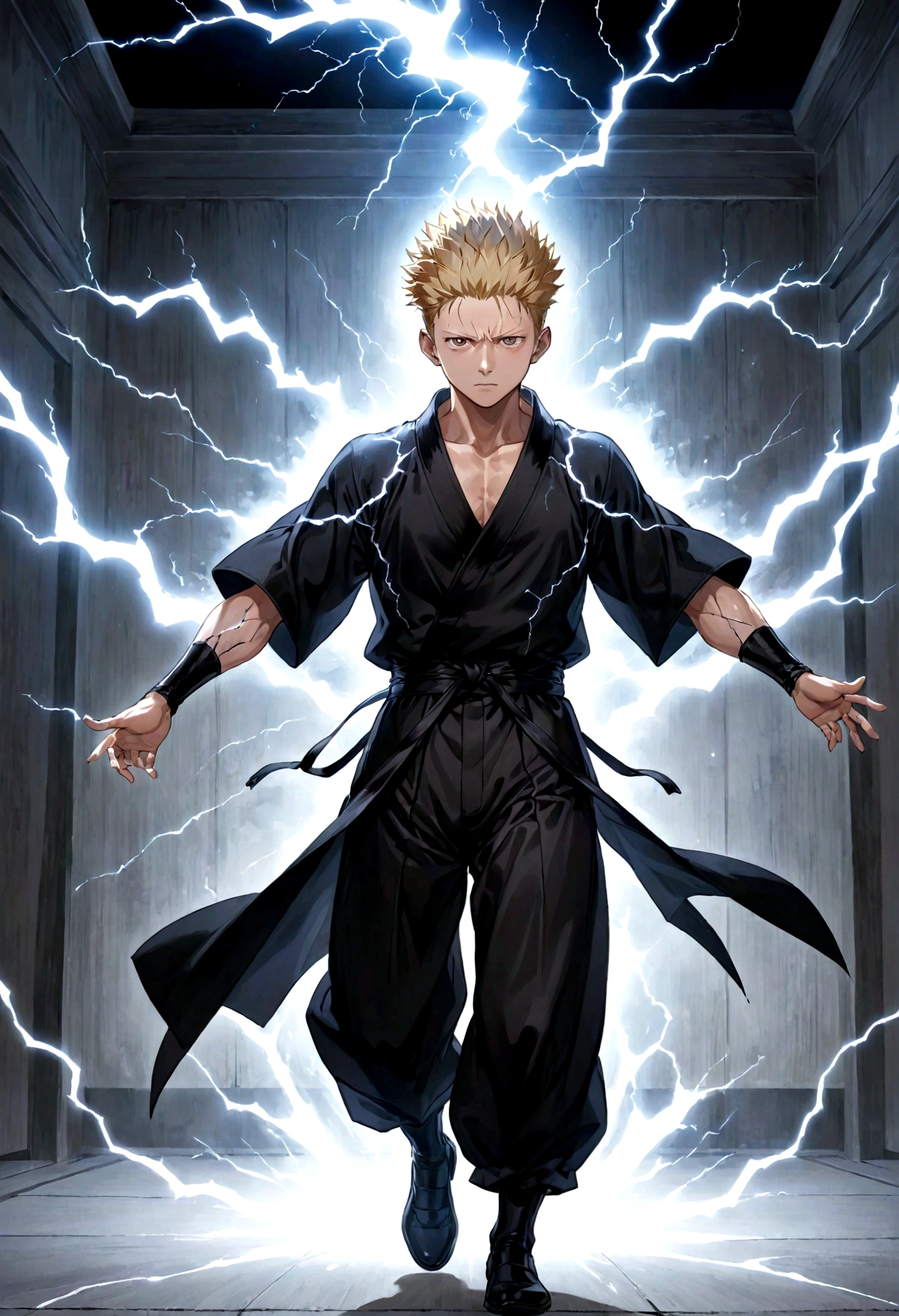 1 boy, Men&#39;s Center, Satoru gojou,Jujutsu Kaisen、Injury, electricity,, masterpiece, highest quality, so beautiful,