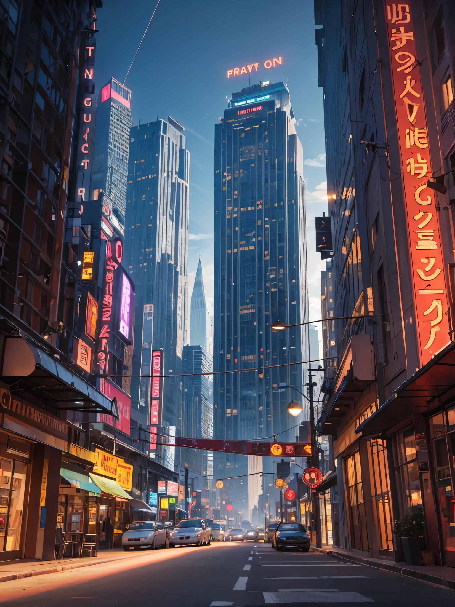 best quality, Ultra-fine, 16K, Ridiculous, Very detailed, A building built nearly 100 years ago and a huge (Neon) The roof looks old, In the distance you can see a futuristic city, A Place Between Times, retro, Nostalgia, A world in transition, (Magnificent views:1.3)