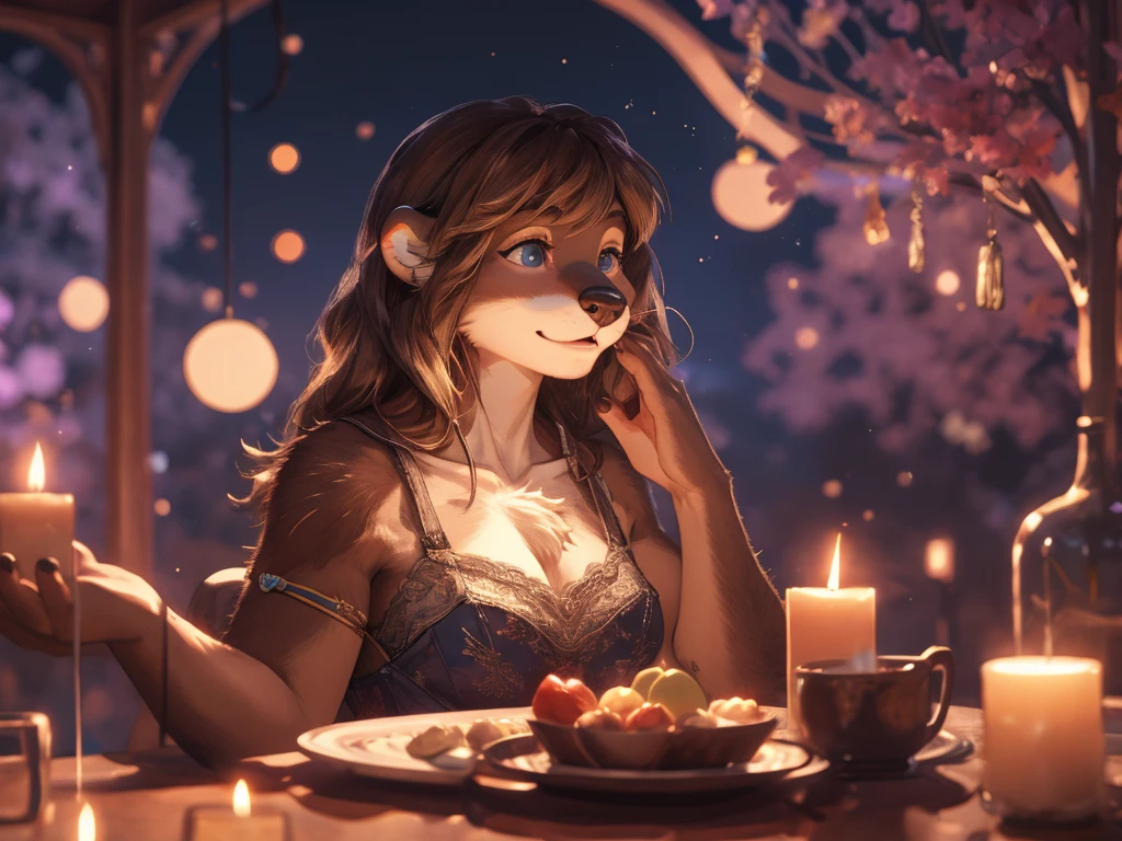 Hallucination, daydream , Bokeh , hairy fur female otter , good body shape , (Don't worry, I'm wearing)