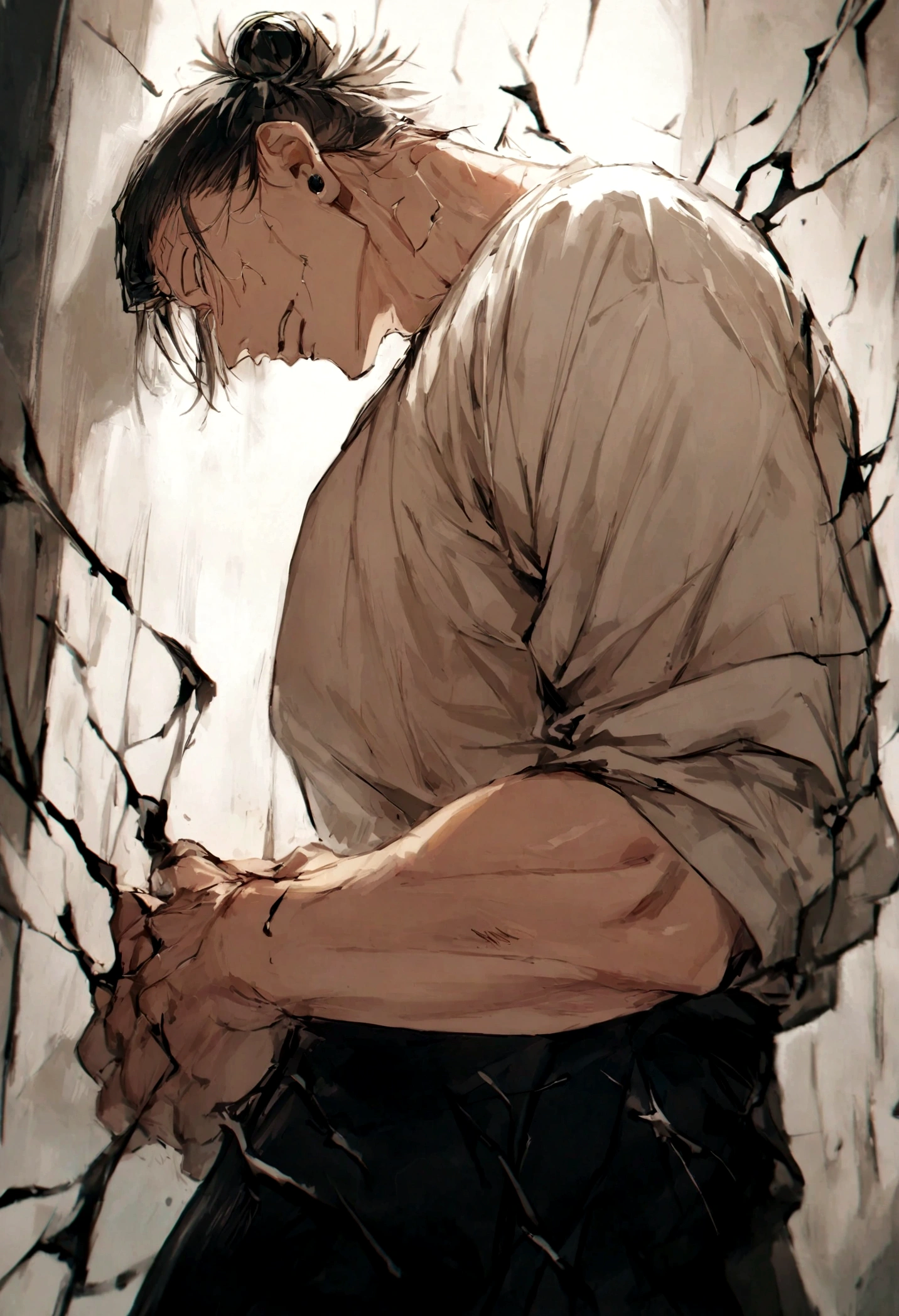 1 boy, Men's Center, Satoru gojou,Jujutsu Kaisen、Injury, electricity,, masterpiece, highest quality, so beautiful,