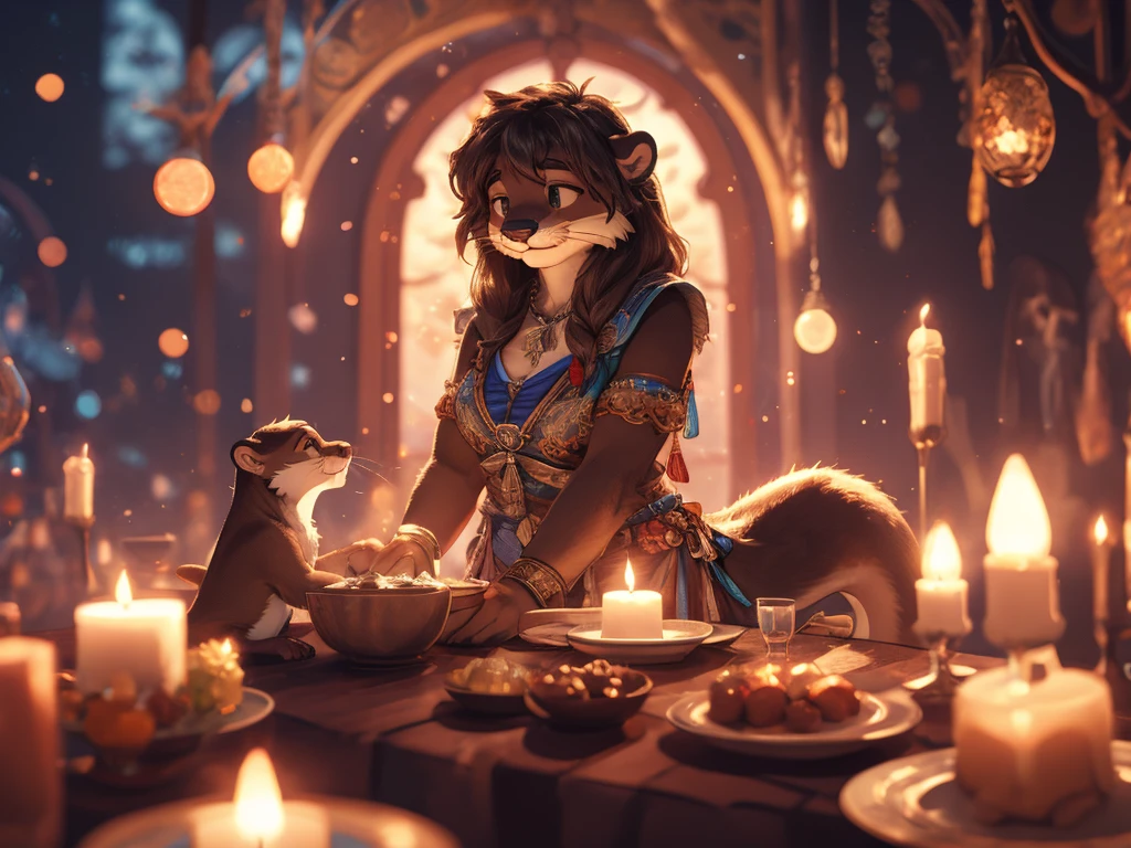 Hallucination, daydream , Bokeh , hairy fur female otter , good body shape , (Don't worry, I'm wearing)