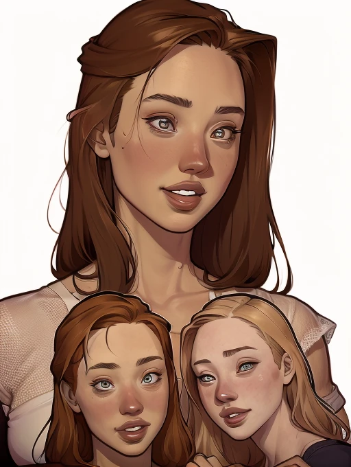 Cartoon style digital illustration GTA style Portrait mode portrait by Angelina Jolie , by Monica Bellucci, por Ana d'armas , por Jennifer Connelly, by Jessica Alba, Happy family, retrato de alta qualidade, detailed illustration portrait, arte oficial, Commission, por, Retrato colorido detalhado