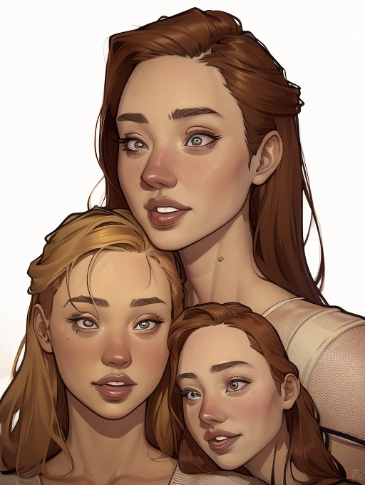 Cartoon style digital illustration GTA style Portrait mode portrait by Angelina Jolie , by Monica Bellucci, por Ana d'armas , por Jennifer Connelly, by Jessica Alba, Happy family, retrato de alta qualidade, detailed illustration portrait, arte oficial, Commission, por, Retrato colorido detalhado