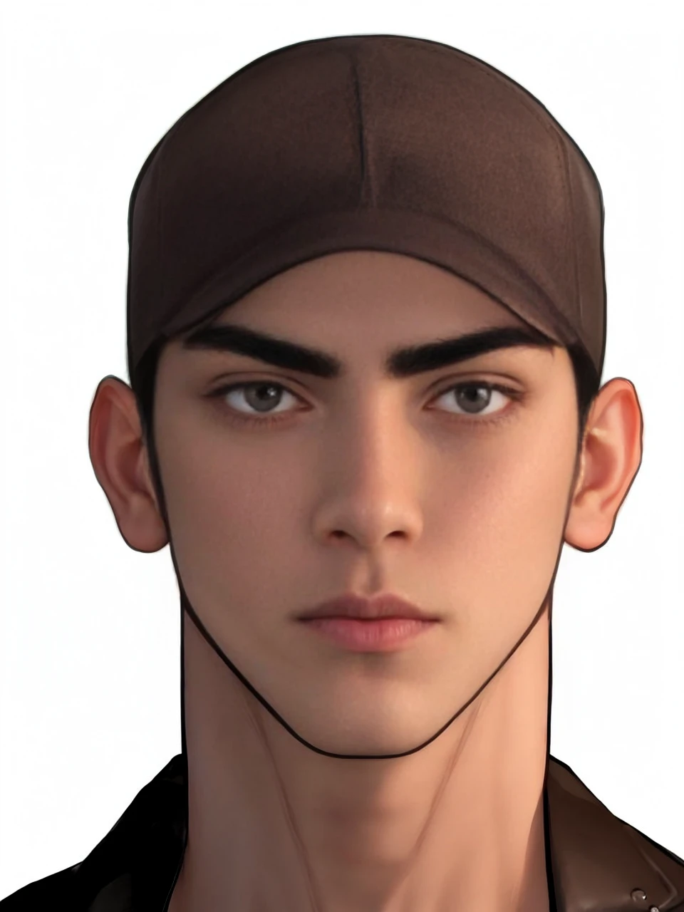 masterpiece, 1boy, young, handsome, black hair, undercut hair, hat, leather jacket, perfect face, detailed eyes and face,black eyes, clean shaved, muscular, capturing a rural atmosphere, dynamic lighting, unreal engine 5