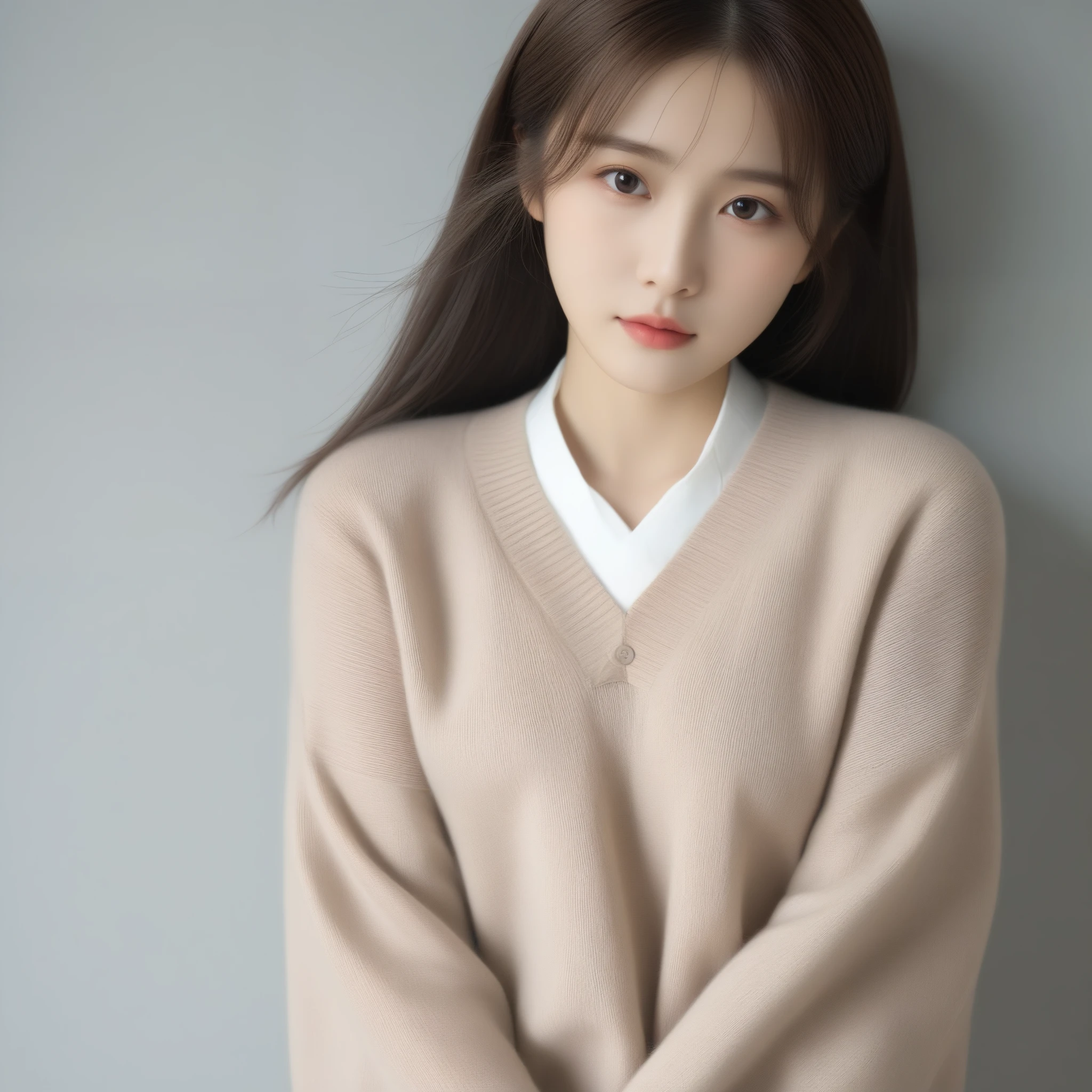 8k, Ultra-high resolution, highest quality, masterpiece, Rule of thirds photography,Surreal, photograph, 1 girl, (16 years old:1.3), pretty girl, Cute Face, Beautiful eyes in every detail, 細かくdetailedに,masterpiece,, One Girl:1.2, Japan Female Announcer, Beautiful school girl, Light brown long hair, Beautiful light brown eyes, Blushed, (Japanese Idols:1.5), Plump breasts, (Knitted sweater :1.3) , Looking at the audience, Cowboy Shot, Sandown City, ,Looking at the audience、beauty,Long neck、Laugh a little、Please close your mouth and laugh、(((Ideal body type))),A cup small breasts :2,whole body、Perfect Anatomy、鮮明なdetailed、detailed、Surreal、Light and shadow,Strong light