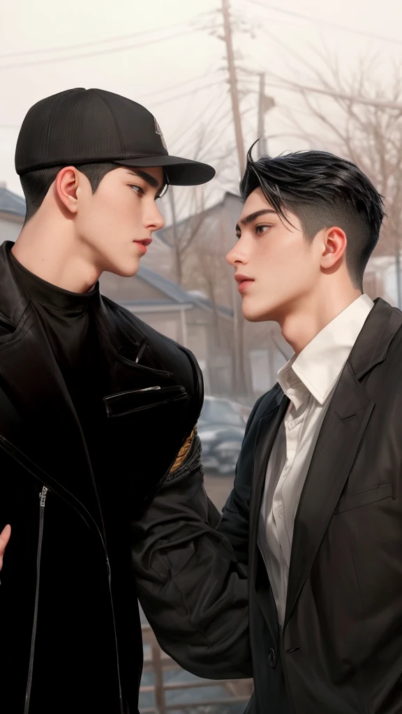 masterpiece, 1boy, young, handsome, black hair, undercut hair, hat, 1boy, handsome, black hair,undercut hair, perfect face, detailed eyes and face,black eyes, clean shaved, muscular, capturing a rural atmosphere, dynamic lighting, unreal engine 5