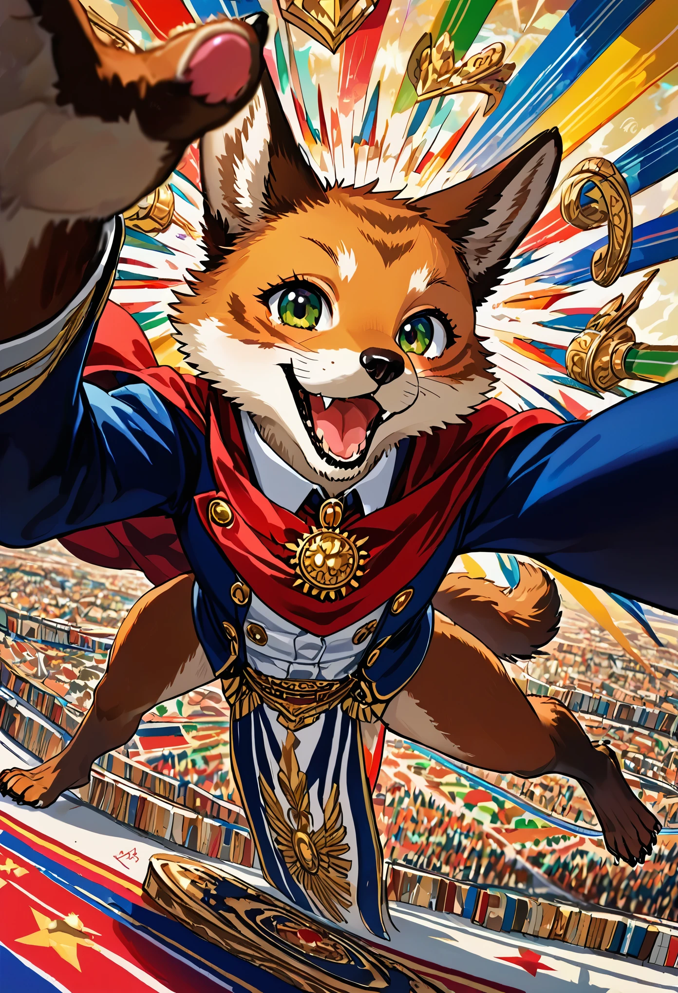 dynamic angle, top quality, best quality, High-quality illustrations, masterpiece, super high resolution, detailed background, detailed background, Romeo and Juliet, Happy, joyful, absurdres(highly detailed beautiful face and eyes)perfect anatomy(kemono, furry anthro),