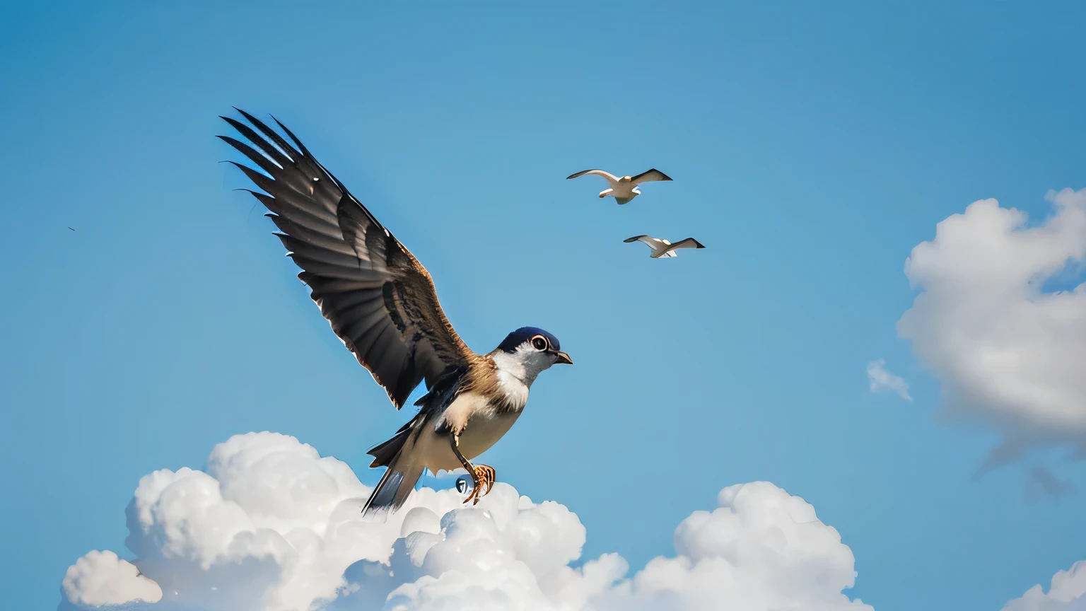 A beautiful bird, flying in the sky, sky, hd quality 8k quality image