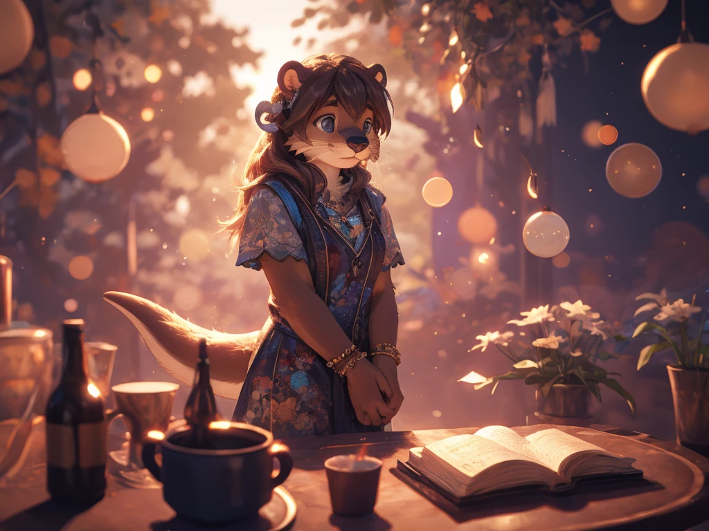 Hallucination, daydream , Bokeh , hairy fur female otter , good body shape , (Don't worry, I'm wearing)
