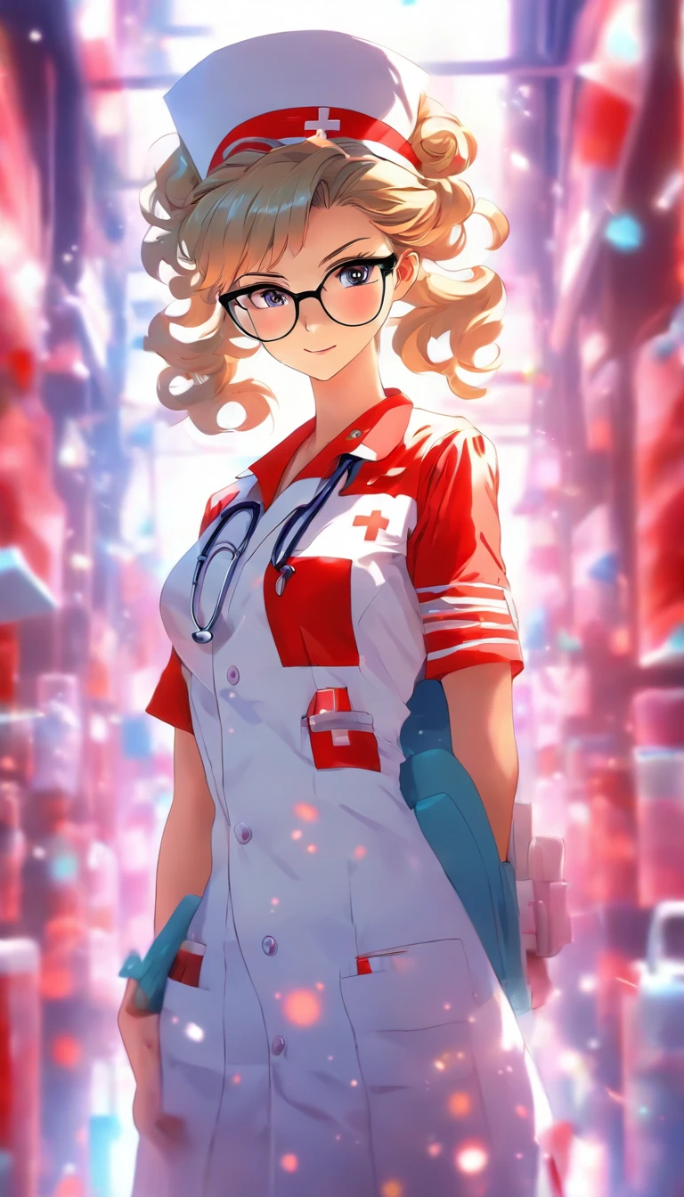 nurse　woman　Glasses　Full body nude