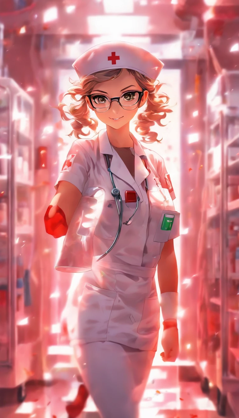 nurse　woman　Glasses　Full body nude