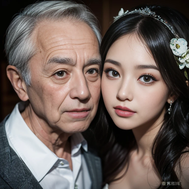 (1 female)、(1 elderly male:1.1)、(so beautiful)、(Beautiful Face:1.5)、(Detailed face:1.4)、(Groom spreads bride's legs:1.3)、(White panties are visible)、(Groom touches bride's crotch)、(Bride sitting in a chair at the reception)、(she is wearing a miniskirt prom dress)、(Groom in a white suit:1.8)、(barefoot)、(At S.F.W.)、I'm looking at the camera with a smile on my face,(((((A beautiful race queen in her 20s cheers on the team at the starting point of Suzuka Circuit.、Captivating the audience with her best smile, Full of spectators.stand:3.0)))