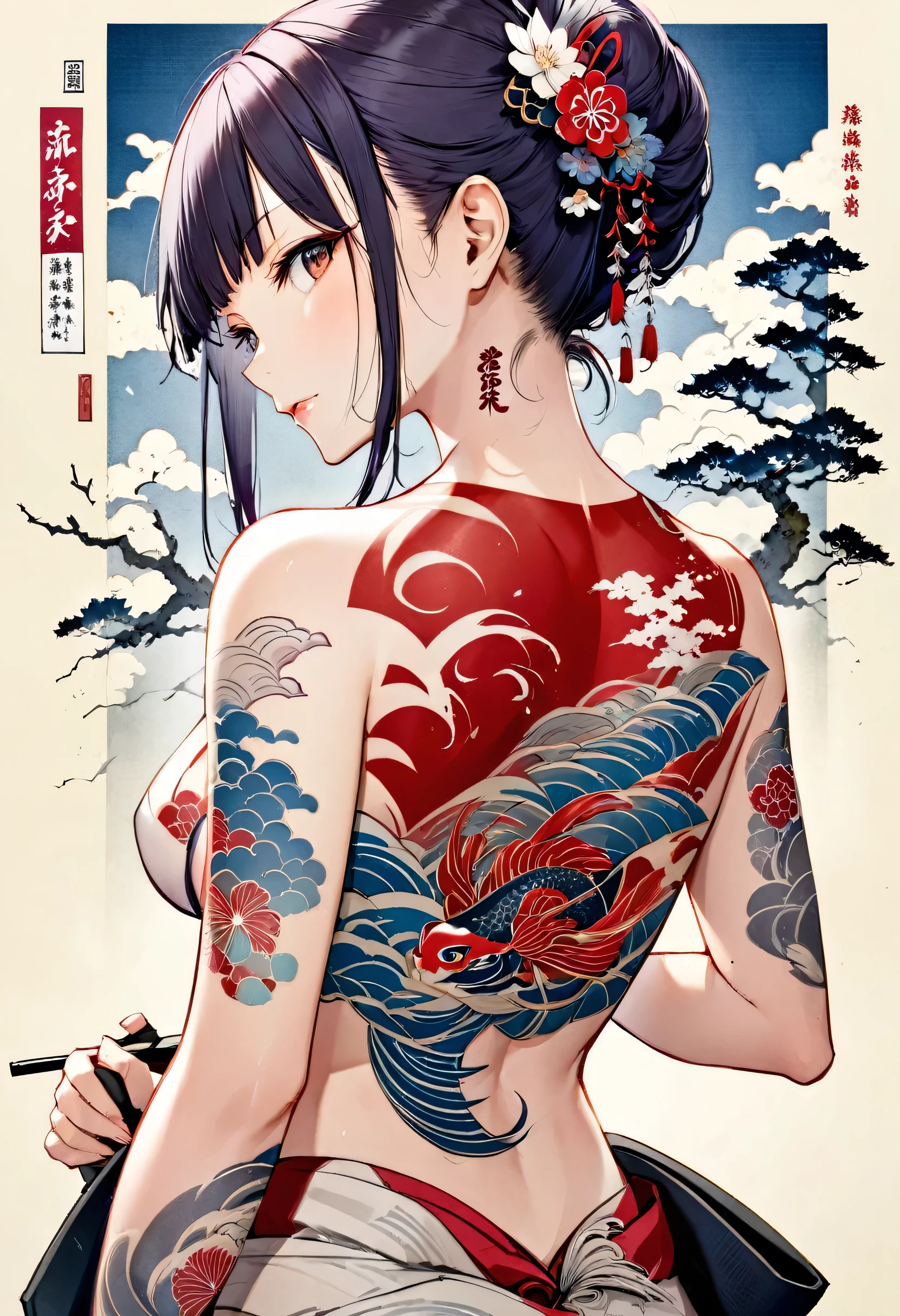 Back Tattoo, Japanese tattoo, Japanese carving, ukiyo-e