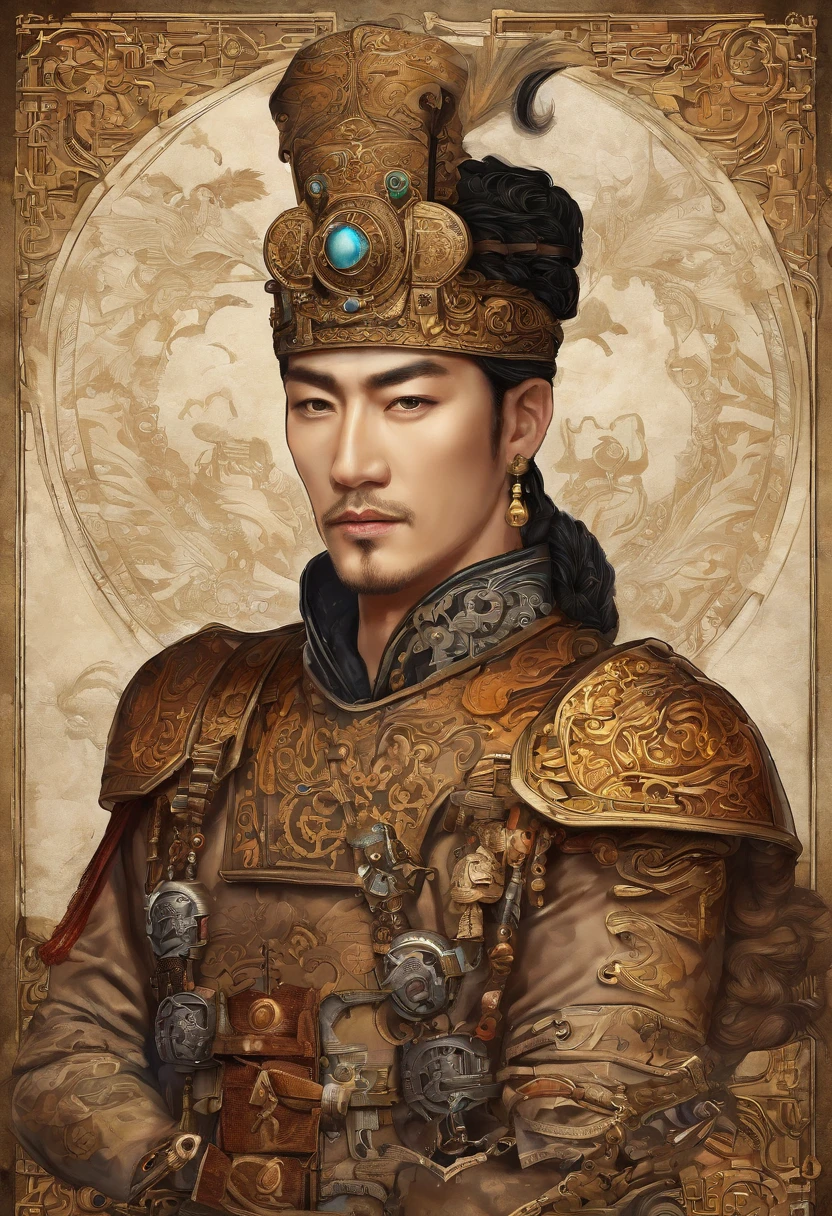 Ancient Chinese man in armor、Clever man、Looking into the camera、His hair is in a bun、Only one topknot、Black Hair、Stand and pose、Pixel art、(masterpiece, highest quality, highest quality), pixel,pixel art,whole body,Characters in Romance of the Three Kingdoms、Transform、Short Deformation、The head is decorated with white embroidery....、Handsome man in trousers