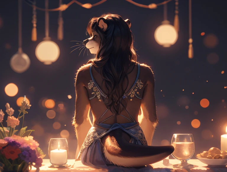 Hallucination, daydream , Bokeh , hairy fur female otter , good body shape , (Don't worry, I'm wearing) , one's back is itchy