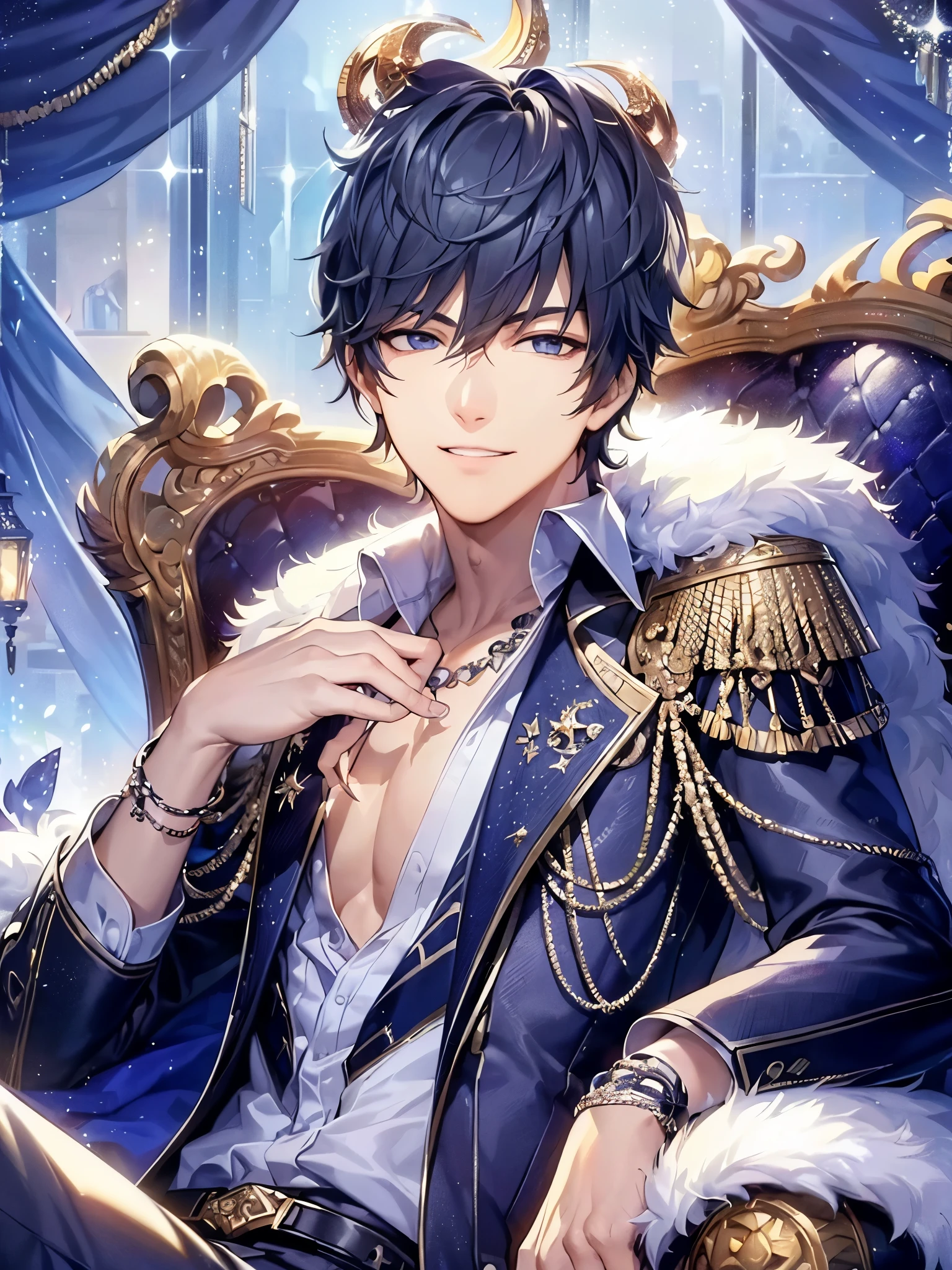 a handsome guy、Serious expression、Cool and beautiful face、Highly Detailed CG Unity 8K Wallpaper, (super masterpiece, Beautiful person, well detailed face polluted smile, It&#39;s photorealistic, Hyperrealistic)Cool and handsome face