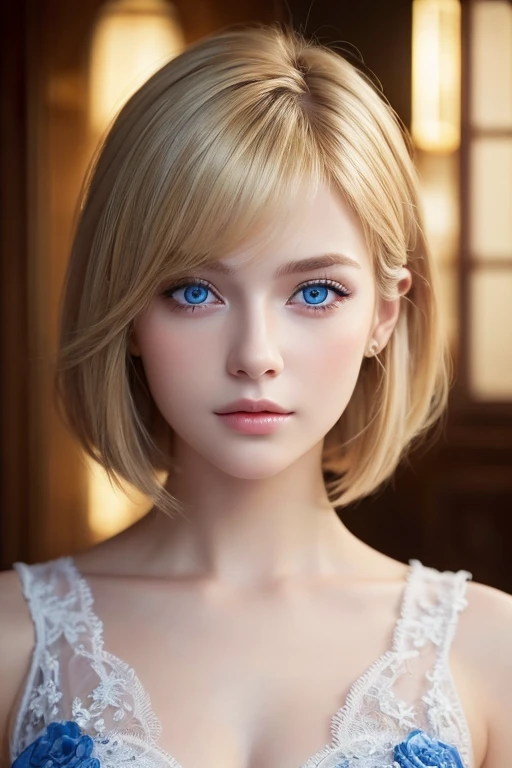 (masterpiece: 1.2, highest quality), Realistic, (Realistic Picture, Intricate details, Depth of written boundary), highest quality, masterpiece, Very detailed, Semi Realistic, 1 girl, Mature Woman, 21 years old, Blonde, shoulder-length short hair,, The left eye is covered with hair, blue eyes, King's Clothes, Red Cape, Slim figure, A crown made of precious gold, Read the document, Document marking, Goose hair pen, Office Table, Soft bench, palace, palaceで, middle ages