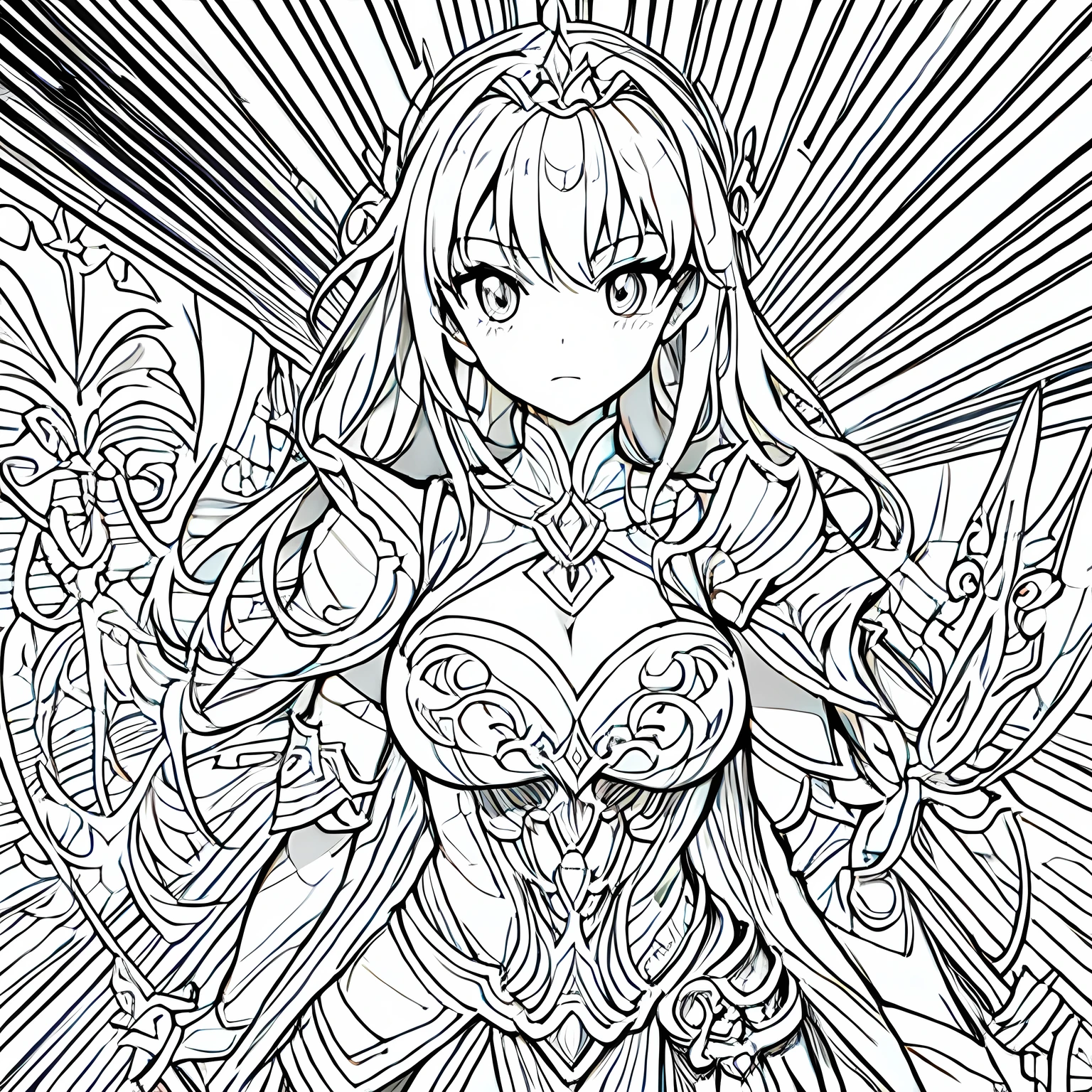 Line art background, background, Monochrome, Line art, ((sketch)),Highest quality,masterpiece,monochrome,Lineart,single color,Create a detailed coloring page,Wizard