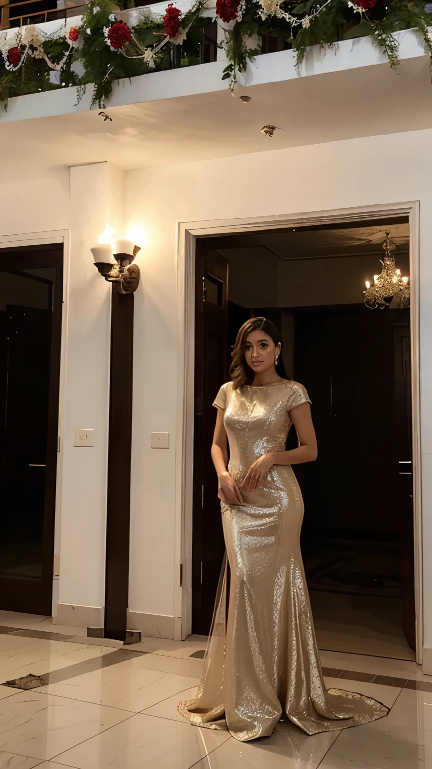 Nieta con vestido y abuelo con traje de gala