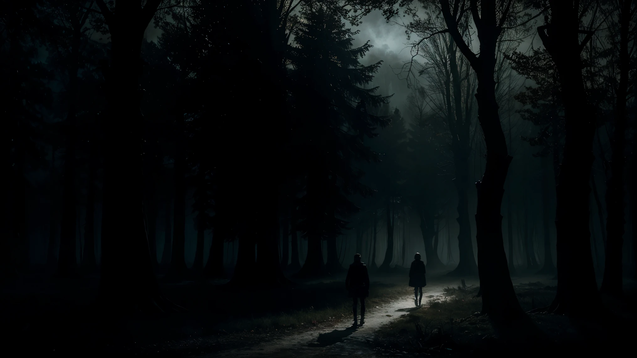 an oil painting inspired by Caspar David Friedrich of an adventurer walking through a haunted forest, shadowy figures, gnarled branches, dark and moody color palette, a cautious expression, dramatic lighting, and a foreboding atmosphere --v 5 --stylize 1000
