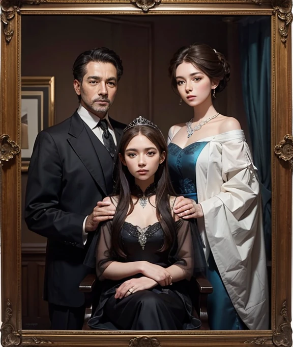 Two men and one woman between them portrait