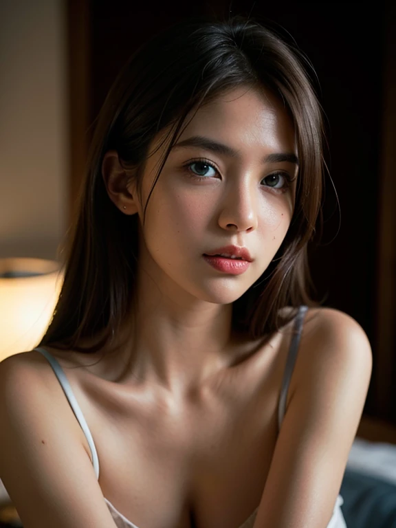Highest quality, 4K, High resolution, masterpiece:1.2, Very detailed, (Realistic, Realistic, Realistic:1.37), Vibrant, Red and blue eyes,Strong gaze,Seductive eye contact,Fiery red iris,Deep blue shining star,Shining Eyes,Bright colors,Portraiture,Fantasy art,Magic Red Light,Mysterious Beauty,Red color palette,Red long hair,Blue coat,Cowboy Shot,Full Body Shot