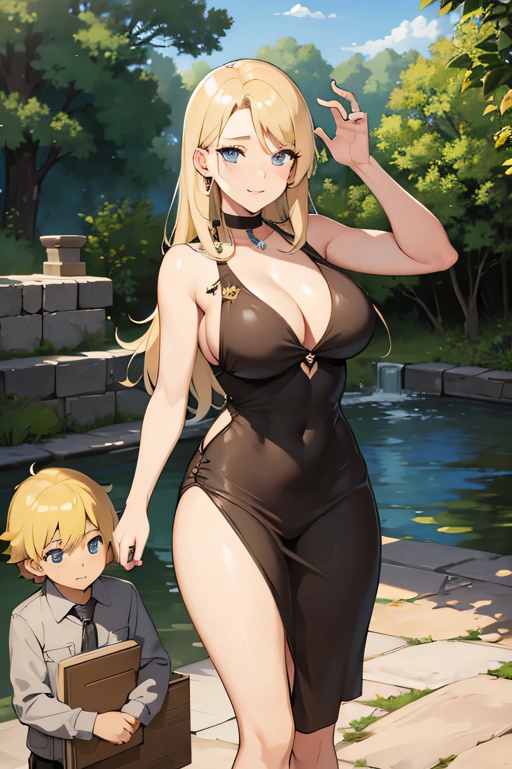Beautiful blonde haired milf archaeologist exploring with a young 17 year old male
