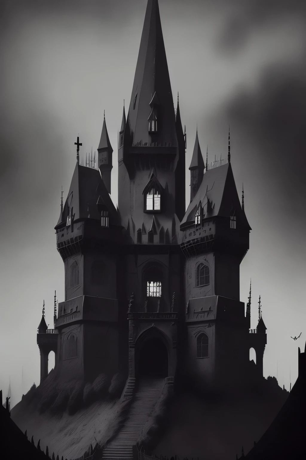 a black and white photo of a castle surrounded by crows, ominous gothic aesthetic, gothic atmosphere, dark fantasy setting, fantasy dark art, dark fantasy mixed with realism, gothic horror vibes, gothic art, dark and gothic, gothic background, dark fantasy. intricate, gothic fantasy art, dark fantasy art, gothic art style, gothic horror, gothic aesthetic, highly detailed dark art