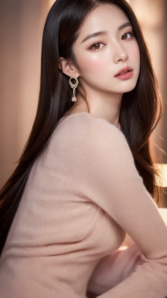 araffe asian woman with long hair and earrings posing for a picture, digital art of an elegant, beautiful anime woman, beautiful digital artwork, attractive anime girl, beautiful alluring anime woman, beautiful anime girl, elegant digital painting, beautiful gorgeous digital art, beautiful character painting, smooth anime cg art, beautiful digital art, digital art picture, beautiful girl model