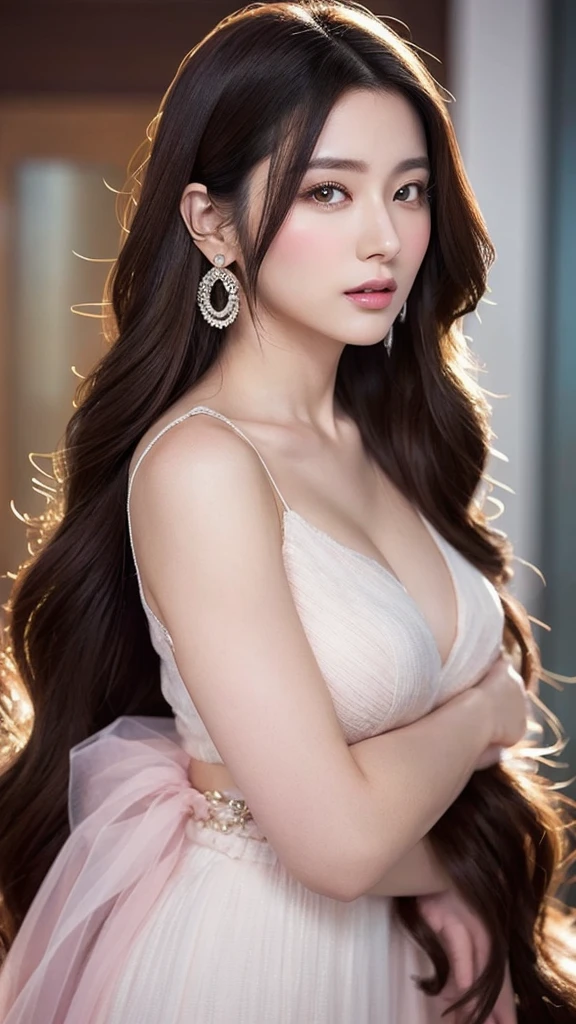araffe asian woman with long hair and earrings posing for a picture, digital art of an elegant, beautiful anime woman, beautiful digital artwork, attractive anime girl, beautiful alluring anime woman, beautiful anime girl, elegant digital painting, beautiful gorgeous digital art, beautiful character painting, smooth anime cg art, beautiful digital art, digital art picture, beautiful girl model