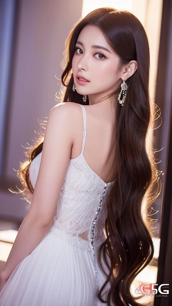 araffe asian woman with long hair and earrings posing for a picture, digital art of an elegant, beautiful anime woman, beautiful digital artwork, attractive anime girl, beautiful alluring anime woman, beautiful anime girl, elegant digital painting, beautiful gorgeous digital art, beautiful character painting, smooth anime cg art, beautiful digital art, digital art picture, beautiful girl model