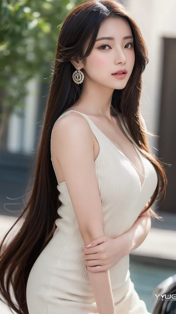 araffe asian woman with long hair and earrings posing for a picture, digital art by Yu Zhiding, trending on cg society, digital art, digital art of an elegant, beautiful anime woman, beautiful digital artwork, attractive anime girl, beautiful alluring anime woman, beautiful anime girl, elegant digital painting, beautiful gorgeous digital art, beautiful character painting, smooth anime cg art
