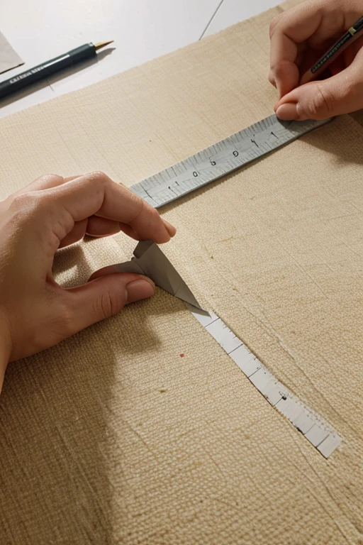 First we see which part of the fabric goes outside and inside and then cut the fabric in the shape of a rectangle with the help of the ruler.. Make it easy to draw