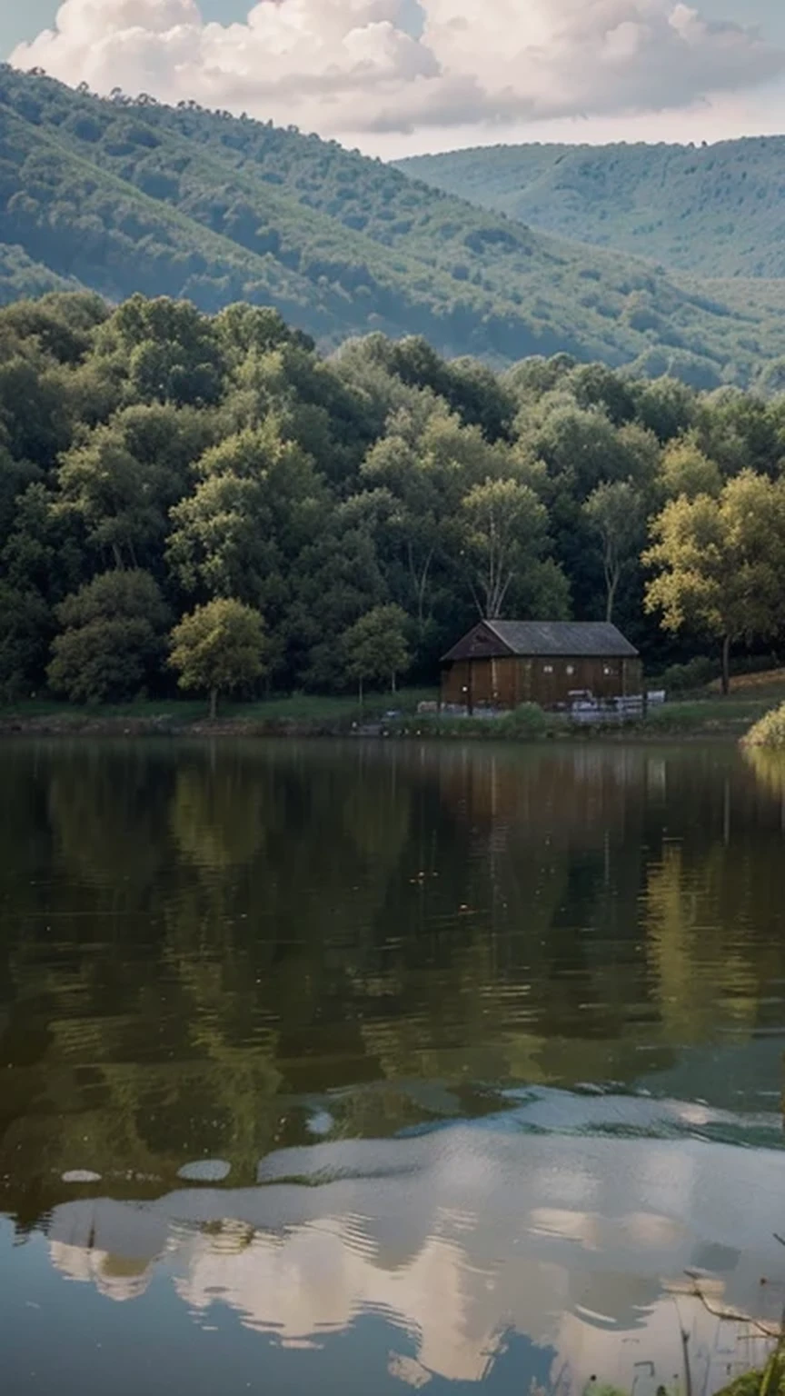 The image evokes a sense of serenity and tranquility, a welcome escape from the stresses and strains of modern life. The soft, muted tones of the color palette contribute to the overall feeling of calm and relaxation. The presence of the farmhouse adds a touch of humanity to the scene, while the vastness of the surrounding landscape instills a sense of awe and wonder.

Overall, the photo captures the essence of rural life, a world away from the chaos and complexity of modern society. It is a place where time seems to slow down, where one can connect with nature and find peace of mind.