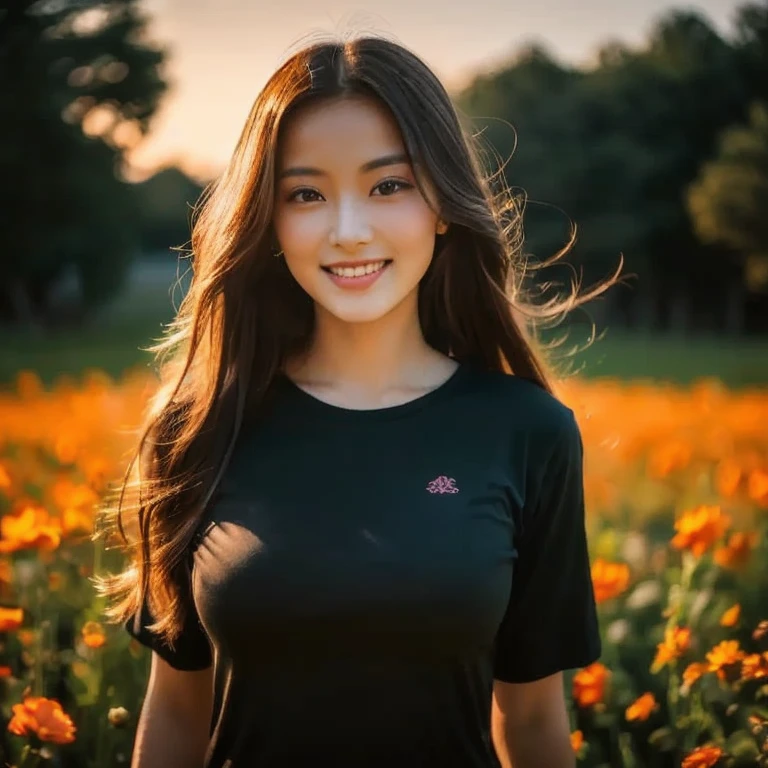 woman wearing a t-shirt,  Tight, cropped waist, standing with ponytail in a field of flowers., Girl forehead in a field of flowers, girl Standing in a field of flowers, Beautiful and smiling, girl Standing in a field of flowers, Photo of a beautiful woman, beautiful asian girl, woman Standing in a field of flowers, Standing in a field of flowers, attractive woman, Girl in a field of flowers, Standing in a field of flowers