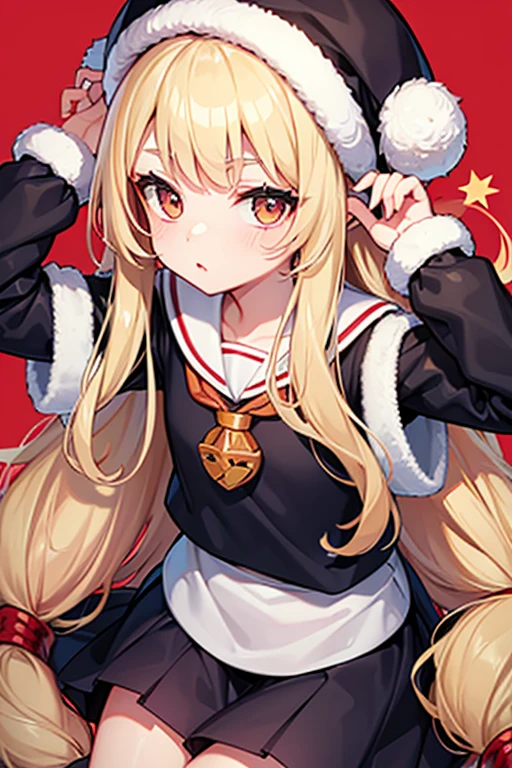 Soviet {loli}, fur hat, blonde long hair, sailor uniform