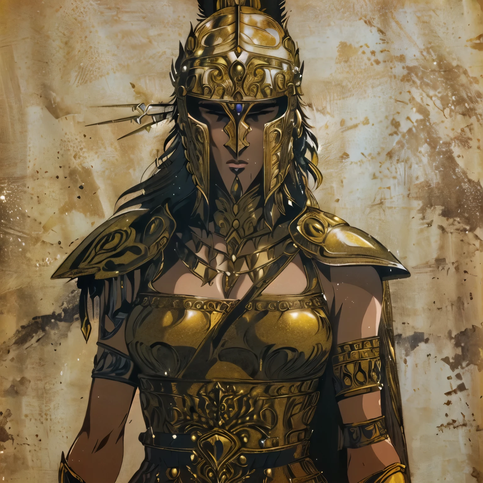 arafed woman in a gold armor with a sword and a helmet, beautiful female warrior, portrait of a woman warrior, greek amazon warrior, warrior woman, a beautiful woman warrior, female warrior, warrior girl, portrait of a barbarian woman, warrior princess, greek goddess athena, portrait of a barbarian female, ancient warrior, dressed in spartan armour