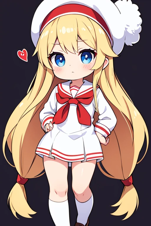 Soviet {loli}, fur hat, blonde long hair, sailor uniform