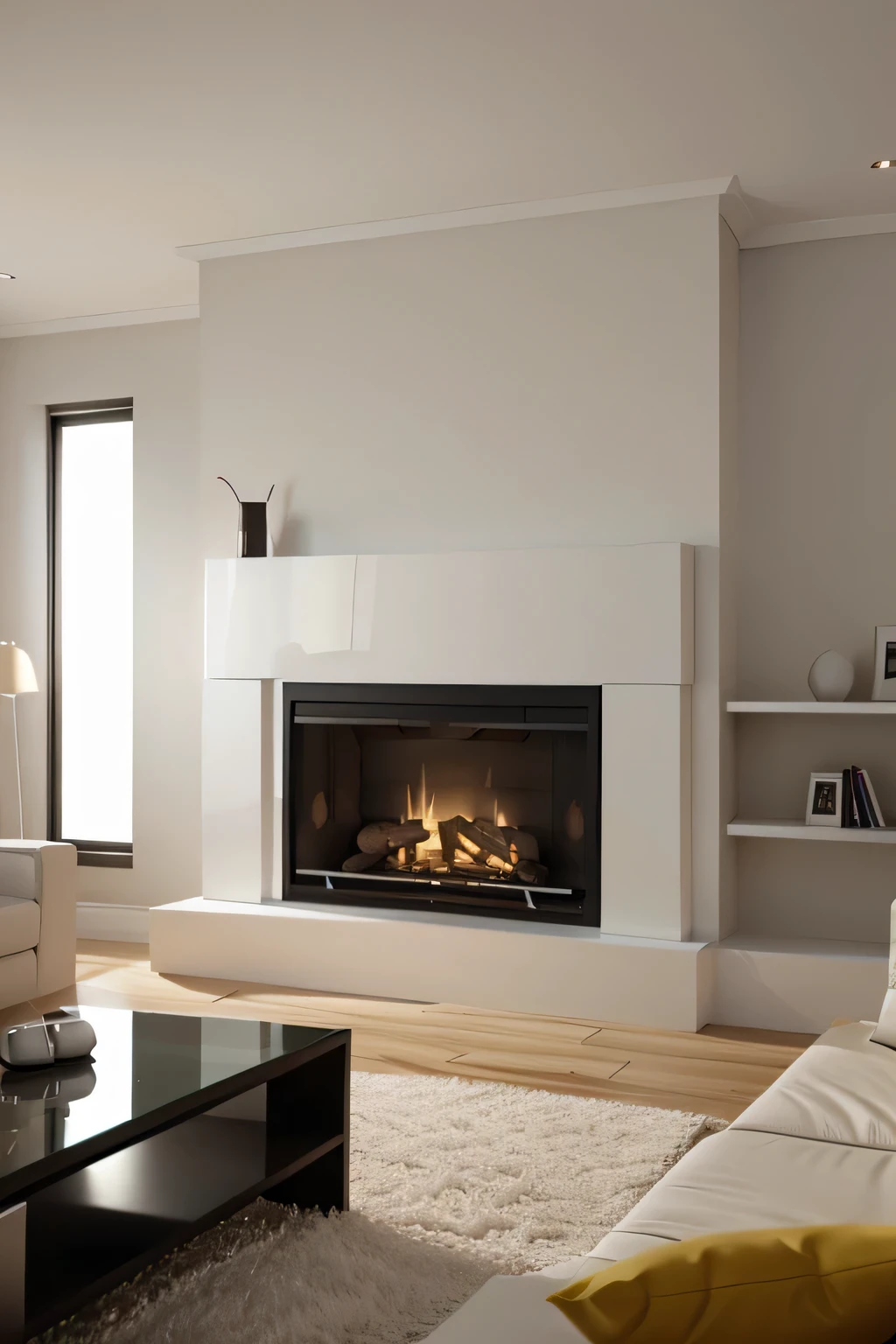 Professional 3d architecture rendering design of modern and minimal fireplace