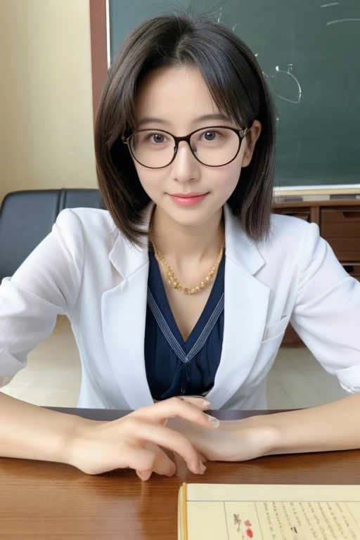 highest quality、masterpiece、High sensitivity、High resolution、Thin body shape、Glasses、Juku Teacher